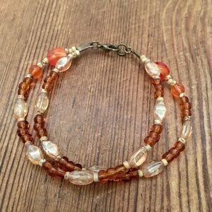 Ladies Double Strand Beaded 8 Inch Bracelet, Handmade Ladies Bracelet